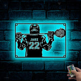 Custom Lacrosse Sign Metal Wall Art Led Lights, Personalized Lacrosse Player Metal Number Name Sign, Lacrosse Sport Metal Wall Decor